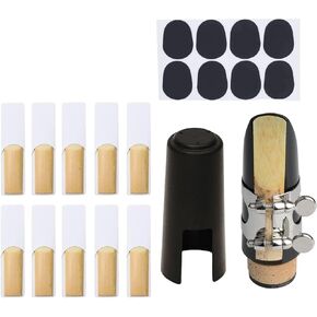 Clarinet Mouthpiece Kit with Clarinet ligatures Fastener, Mouthpiece Cap 2.5 Reed and Patches for Clarinet Woodwinds Instrument 20 Pieces