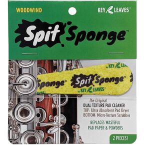 Spit Sponge (2 piece) Pad Dryer Cleaner for Clarinet, Flute, Oboe, Bassoon, by Key Leaves