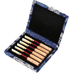 Tbest Oboe Case,Protect Against Moisture Wooden + Silk Cloth Cover Case Holder Storage Box for 6pcs Oboe Reeds Maple Wooden