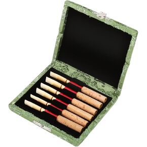 Tbest Oboe Case,Protect Against Moisture Wooden + Silk Cloth Cover Case Holder Storage Box for 6pcs Oboe Reeds Maple Wooden