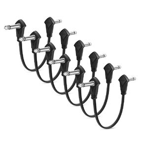 6 Pack 12 Inch Guitar Patch Cables, 30 cm Black Guitar Pedal Cable Effect Cable Cord, 1/4" inch TS Low Profile Right Angle Patch Cable for Guitar Effect Pedal