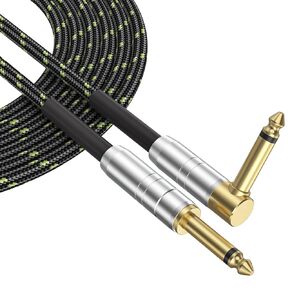 FEMORO Guitar Cable 10 ft, Instrument Cables Electric Guitar Amp Cord TS 1/4 Inch Audio Chord 6.35MM Gold-Plated Jack 22AWG Right Angle Support AMP Speaker Bass Amplifier Keyboard Microphone Mixer