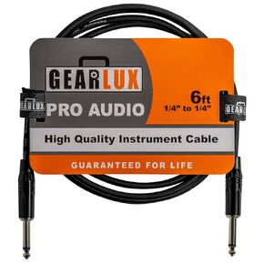 Gearlux Instrument Cable/Professional Guitar Cable 1/4 Inch to 1/4 Inch, Black, 25 Foot - 2 Pack