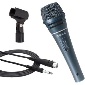 CAROL Dynamic Wired Vocal Microphone - for Live Singing Performances, Studio, Recording, Handheld Super-Cardioid - Mic, with 15ft Detachable XLR to 1/4" Cable/ON/Off Switch/Mic Holder - Σ-Plus 1
