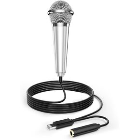 Mini Microphone for iPhone iPad Small ASMR Tiny Microphone for Voice Video Recording Singing, Vlogging, Podcasting YouTube (1 PCS Silver)