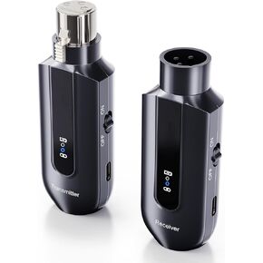 Wireless Transmission System, 2.4GHz Wireless Transmitter Receiver, XLR Wireless Transmitter for Dynamic Condenser Microphone, for Audio Mixer and PA System