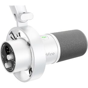 ميكروفون FIFINE Studio XLR الديناميكي، ميكروفون بودكاست USB PC لتسجيل البث، ميكروفون صوتي XLR/USB مع خاصية النقر لكتم الصوت، مقبض الكسب، مراقبة سماعات الرأس-Amplitank K688 أبيض