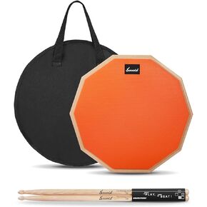 8 Inches Drum Pad and 5A Drum Sticks, Double Sided Snare Drum Practice Pad for Drummers, Silent Practice Drum Pad for Adults and Kids with Storage Bag - Black