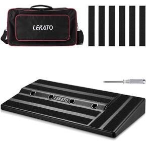 BC Guitar Pedal Board, LEKATO Pedal Board 20"x12"x2.4", Guitar Pedal Case with Compartment for Power Supply, Carry Bag and Mounting Tape