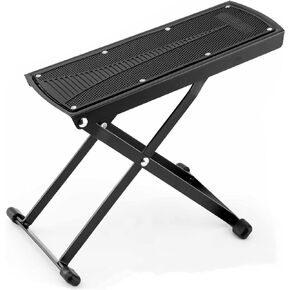 CC CAIHONG Guitar Foot Stool, 6-Position Height Adjustable Guitar Foot Rest Stand with Rubber End Caps and Non-Slip Rubber Pad for Classical, Acoustic, Electric Guitar - Black