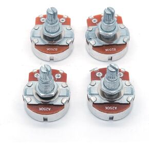 4PCS Guitar Large Potentiometer Audio Volume Taper Pots for Electric Guitar or Bass Guitar (Short 15mm Shaft A250K B250K)