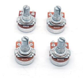 4PCS Mini Guitar Potentiometer Audio Volume Taper Pots for Fender Stratocaster Telecaster Guitar Bass Replacement (Long 18mm, A250K B250K)