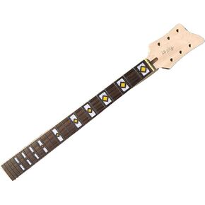 Maple guitar Neck 24 Fret 24.75 inch Rosewood Fretboard Paddle Head Block with nice pattern inlaid (22 fret with binding)