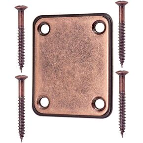 4 Holes Electric Guitar Neck Plate,Neck Joint Plate With Screws for Electric Guitar Bass - Copper Red