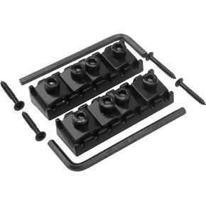 2Pcs Yootones 7 String Electric Guitar Locking Nut, 48mm Electric Guitar String Nut Compatible with Floyd Rose Electric Guitar Tremolo Bridge (Black)