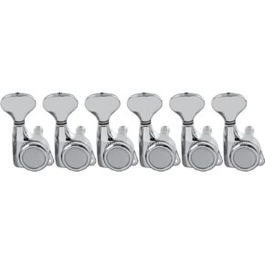 Musiclily Pro 6-in-line 18:1 Ratio Guitar Locking Tuners Machine Heads Guitar Locking String Tuning Pegs Keys for Strat Tele Style Electric Guitar, Black with G-Style Button