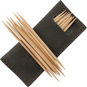 Hide & Drink, 4 Pack Tooth Pick Case Handmade from Full Grain Leather (Dark Jade)
