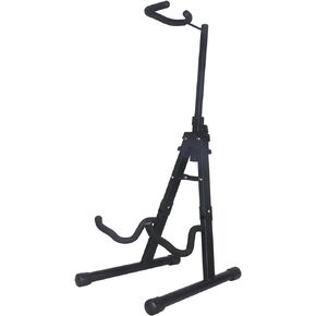 GLEAM Guitar Stand - Pet-Proof for Pet Owners Universal Acoustic Electric Classic Guitars Bass and Banjo Adjust Height from 13 to 25 Inch Folding Guitar Stand with Neck Holder Black