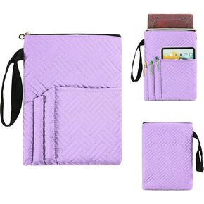 Book Sleeve with Zipper, 11"X9" Padded Book Protector, Washable Quilted Book Covers for Paperbacks, Book Pouch with Pockets for Book Lover Gifts