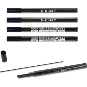 U-RIGHT 1.3 mm Lead Refills for Mechanical Pencil, Break Resistant Weatherproof, 120 mm Length, 12 Pcs/tube, 5 Tubes