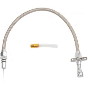 عصا قياس ناقل الحركة المرنة المصنوعة من الفولاذ المقاوم للصدأ متوافقة/بديلة لسيارة Chevy TH-350/TH-400 Turbo SBC BBC 530 مم - حامل جدار الحماية (فضي) in Kuwait