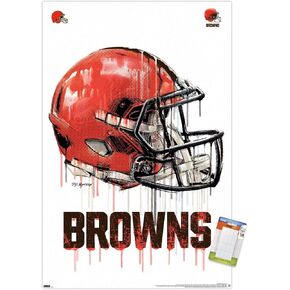 Trends International NFL Cleveland Browns - ملصق حائط 20 خوذة بالتنقيط، 22.375 بوصة × 34 بوصة، حزمة ملصق وتركيب in Kuwait