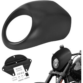 Amazicha Black Headlight Fairing Mask Fork Cowl Headlamp Visor Bracket Compatible for Harley Sportster 883 1200 Dyna XL/FX 1973-2024
