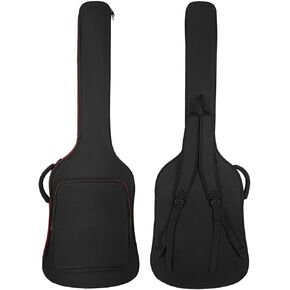 MUZNOTE Bass Guitar Bag, Bass Guitar Bag Gig Bag Backpack Electric Bass Guitar Case Soft 0.38 inch Padding Lightweight with Pockets Waterproof (Black)