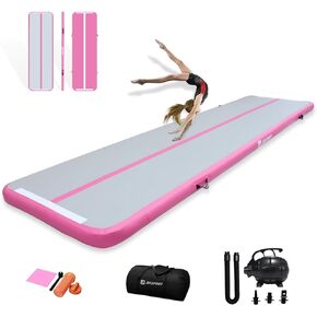 AKSPORT Air Mat Tumble Track 10ft 13ft 16ft 20ft Inflatable Gymnastics Mat Air Tumbling Mat with Air Pump for Home Use/Tumble/Gym/Training/Cheerleading/Yoga