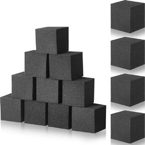 Treela 20 Pcs Foam Pit Blocks Bulk Foam Pit Cubes Foam Trampoline Blocks Foam Padding for Gymnastics Parkour Courses Trampoline Arenas BMX, Charcoal Gray, 4 x 4 x 4 Inches