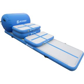 AKSPORT 5pcs Set of Inflatable Gymnastics Air Mat Tumble Track Tumbling Mat Floor Mats with Electric Air Pump for Home Use/Training/Cheerleading/Beach/Park and Water