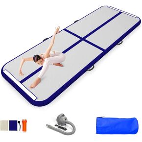EZ GLAM 10ft/13ft/16ft/20ft Air Mat Tumble Track Inflatable Gymnastics Tumbling Track Mat with Electric Air Pump for Cheerleading/Practice/Beach/Park/Home use