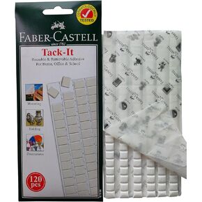 Faber-Castell Reusable Removable Adhesive Tacky Putty White Tack, Poster & Multipurpose Wall Safe Sticky Tack (120 Pieces)