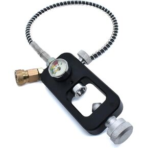 محول غوص بصمام TUXING 4500Psi DIN، محطة تعبئة YOKE لخزان HPA، مقياس الضغط العالي، محول إعادة تعبئة سبائك الألومنيوم لملء خزان HPA Paintball