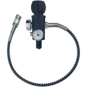 M18×1.5 thread 4500psi (No Pressure-Reduce) PCP Tank Dual Gauge Valve Charging Valve Scuba Tank Valve PCP Air-gun HPA Paintball Fill Station with 20 Inches High-Pressure Hose for Air Tank Charging
