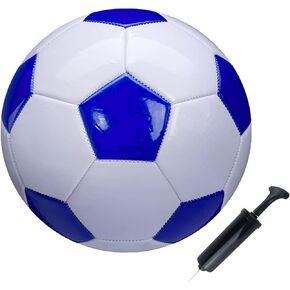 SPDTECH Soccer Ball Size 2,3,4,5 White Blue Outdoor and Indoor School Sports Activity Anti-Explosion Classic Design Suitable for Kids Toddler Boy Gift Training Practice