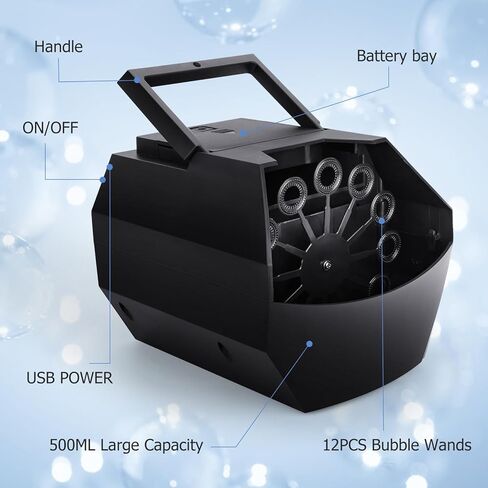 آلة الفقاعات، صانع الفقاعات، محرك هادئ عالي الكفاءة، آلة نفخ الفقاعات مع أكثر من 10000+ فقاعات مناسبة لحفلات أعياد الميلاد الداخلية والخارجية، عيد الميلاد، المسرح، المهرجان، فانستيك in Kuwait