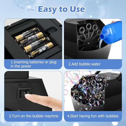 آلة الفقاعات، صانع الفقاعات، محرك هادئ عالي الكفاءة، آلة نفخ الفقاعات مع أكثر من 10000+ فقاعات مناسبة لحفلات أعياد الميلاد الداخلية والخارجية، عيد الميلاد، المسرح، المهرجان، فانستيك in Kuwait