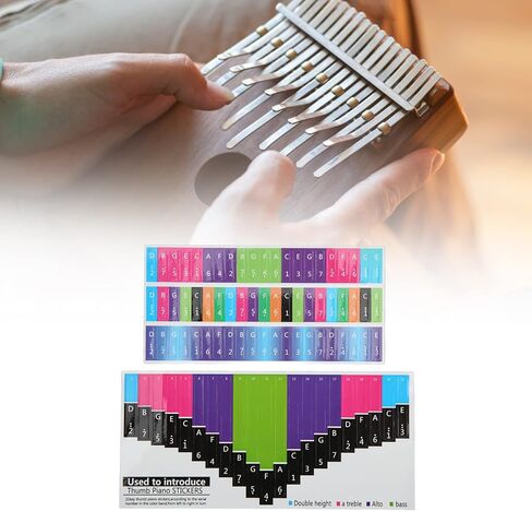 Kalimba Sticker, Colorful Kalimba Scale Sticker Thumb Piano Key Stickers Musical Note Decoration for Beginner in Kuwait