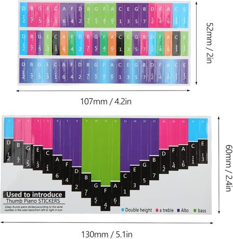 Kalimba Sticker, Colorful Kalimba Scale Sticker Thumb Piano Key Stickers Musical Note Decoration for Beginner in Kuwait