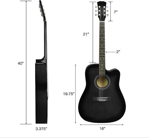 Master-play Beginner Full Size 41" Wood Cutaway All String Acoustic Guitar, With Bonus Accessories Kit; Case, Strap, Capo, Extra Strings, Picks, Tuner, Wash Cloth, Stand (Redburst) in Saudi Arabia