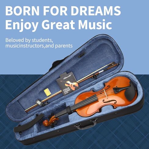Idffdvw Violin For Kids & Adults - 4/4 MV300 Satin Antique, Student or Beginners Kit w/Case, Bow, Extra Strings, Tuner, Lesson Book - Stringed Musical Instruments in Kuwait