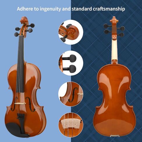 Idffdvw Violin For Kids & Adults - 4/4 MV300 Satin Antique, Student or Beginners Kit w/Case, Bow, Extra Strings, Tuner, Lesson Book - Stringed Musical Instruments in Kuwait