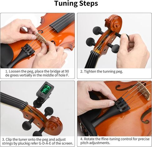 Idffdvw Violin For Kids & Adults - 4/4 MV300 Satin Antique, Student or Beginners Kit w/Case, Bow, Extra Strings, Tuner, Lesson Book - Stringed Musical Instruments in Kuwait