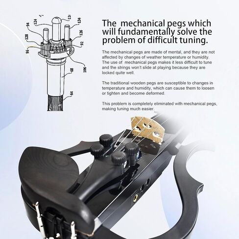 كمان كهربائي فاخر من ألياف الكربون بالحجم الكامل 4/4، كمان كهربائي صامت احترافي للبالغين والمراهقين، كمان كهربائي مع التقاط احترافي-ZNDS-2301 in Kuwait
