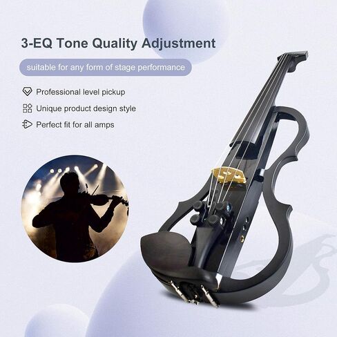 كمان كهربائي فاخر من ألياف الكربون بالحجم الكامل 4/4، كمان كهربائي صامت احترافي للبالغين والمراهقين، كمان كهربائي مع التقاط احترافي-ZNDS-2301 in Kuwait