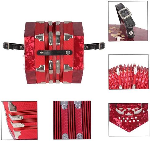 summina Concertina Accordion Anglo-style concertina accordion 20-Button 40-Reed Anglo Style with Carrying Bag Leather Hand Strap Red Pine Red in Saudi Arabia