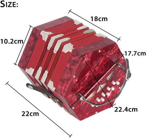 summina Concertina Accordion Anglo-style concertina accordion 20-Button 40-Reed Anglo Style with Carrying Bag Leather Hand Strap Red Pine Red in Saudi Arabia