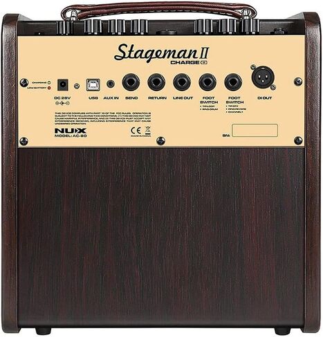 NUX Stageman II AC-80 Bluetooth Portable Acoustic Guitar Amplifier Bundle with Polsen HPC-A30-MK2 Studio Monitor Headphones, Kopul 10' Instrument Cable, and Fender 12-Pack Picks in Saudi Arabia