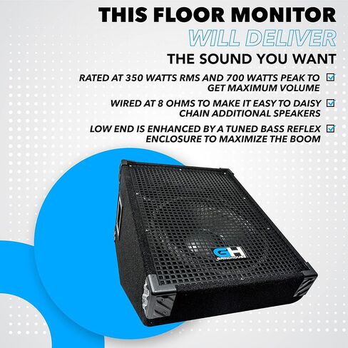 GH12M - شاشة عرض سلبية للأرضيات / المسرح مقاس 12 بوصة بقدرة 350 وات RMS - مسرح PA/DJ، واستوديو، وشاشة صوت مباشر مقاس 10 بوصات in Kuwait